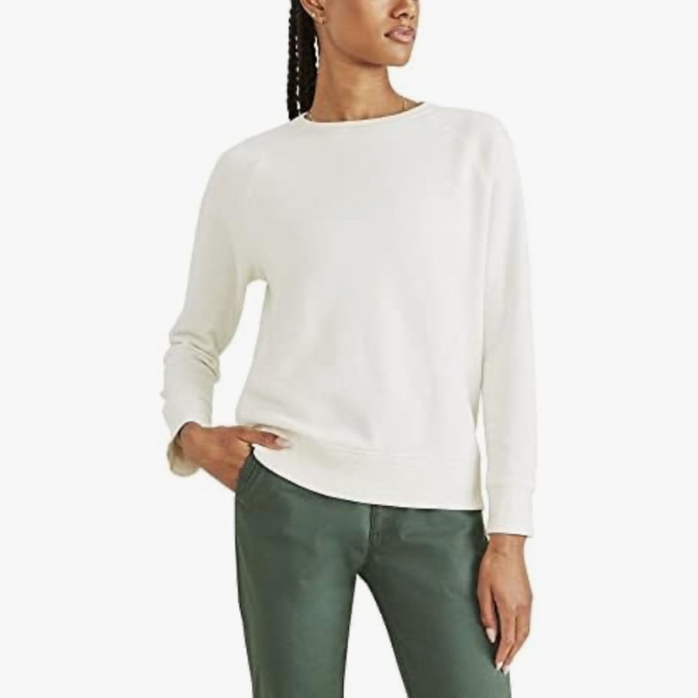 Dockers women white classic crewneck organic cotton Nwt preppy casual summer‎